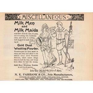 1892 Vintage Gold Dust Washing Powder Print Advertisement N. K. Fairbank Co.